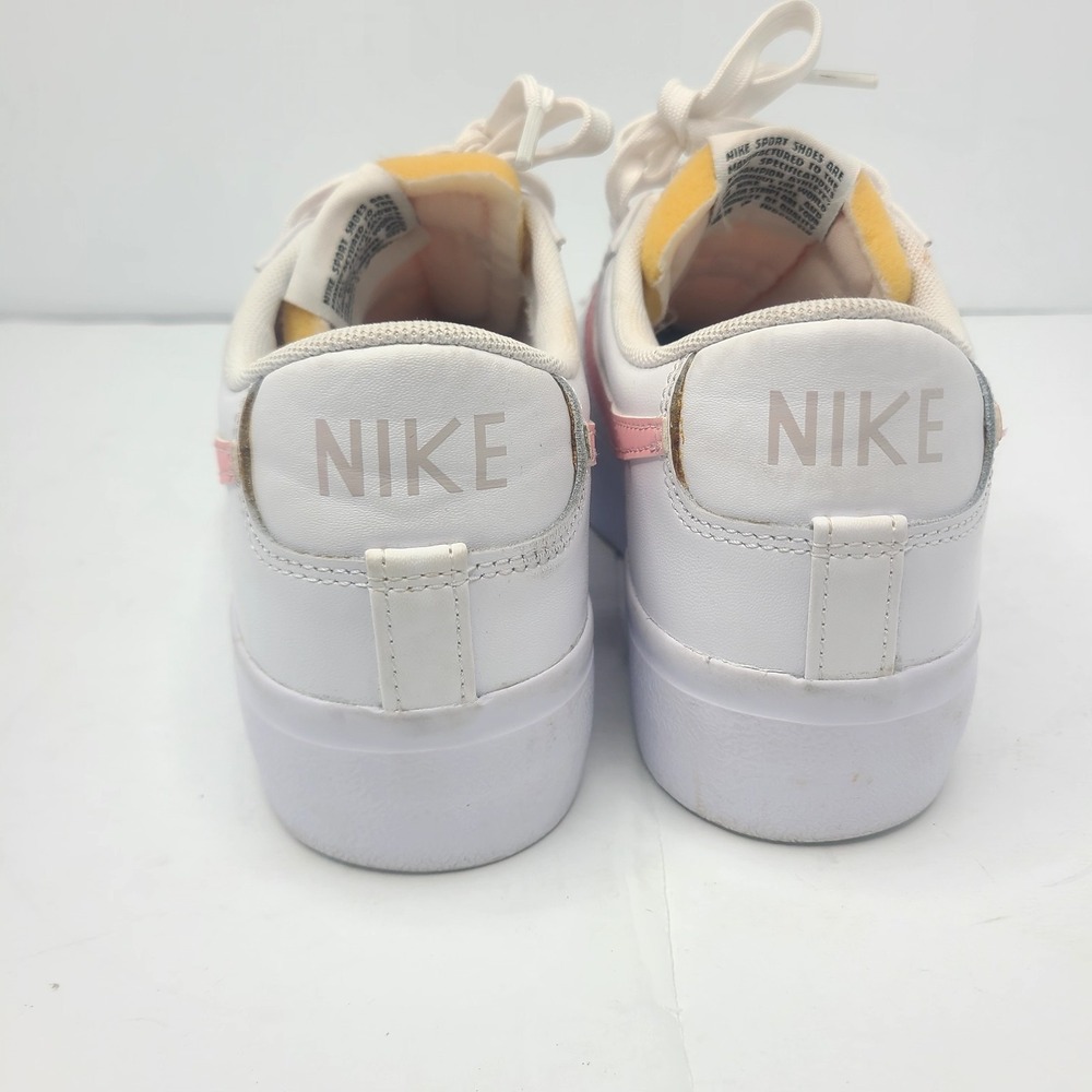 Nike Blazer Low Platform Leather White Pink Glaze Women's Sneakers Shoes 7.5 - Picture 7 of 9